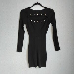 Almost Famous‎ M Y2K Cleavage Window Long Sleeve Coquette Sexy Bodycon Dress